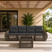 Set Divano da Giardino 5 pcs Grigio e Grigio Scuro polyrattan 3435344