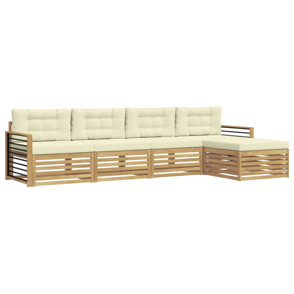 Set di divani da esterno 5 pcs Bianco e Crema Poliestere 3390335