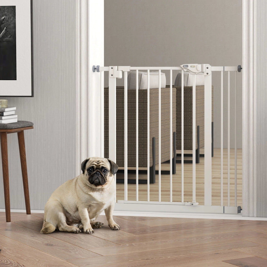 Cancello per Cani ¨C zephmum ¨C Bianco, Metallo, Plastica, 74-87 cm