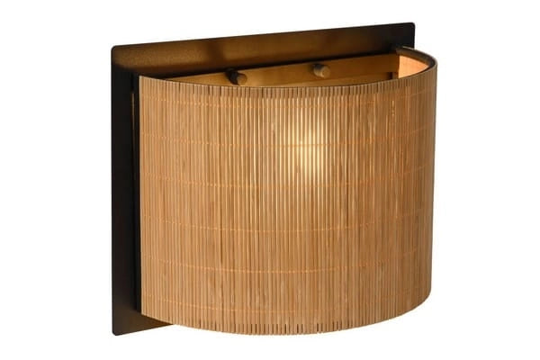 Applique Lucide Magius rattan/nero E27 1 luce 40W dimmerabile