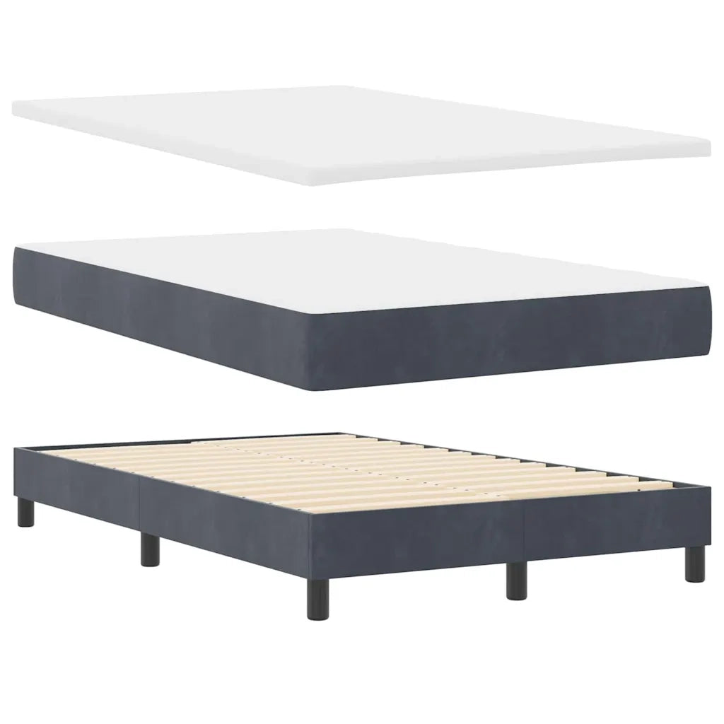Letto a Sorgente LED con led Grigio scuro 120 x 190 cm Velluto