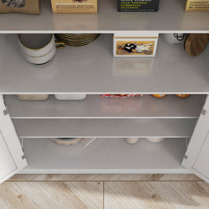 Credenza Mobile Alto Cucina 4 Ante e 6 Ripiani 76x40,5x184 cm in Legno Bianco