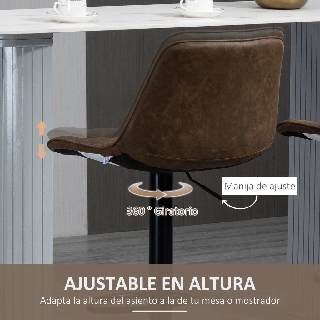 Set di 2 sgabelli da cucina alti con seduta girevole e altezza regolabile ¨C Zephmum ¨C Marrone 46.5x51x86-106 cm