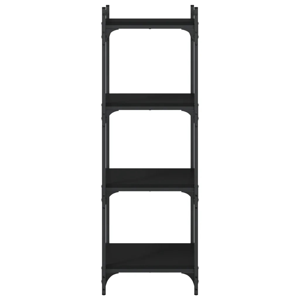 Libreria a 4 Ripiani Nera 40x30x120 cm in Legno Multistrato
