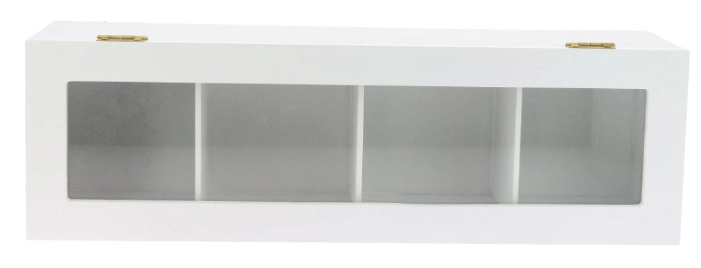 SCATOLA PER TÈ RETTANGOLARE, BIANCO, 4 SCOMPARTI 33X10X9 CM
