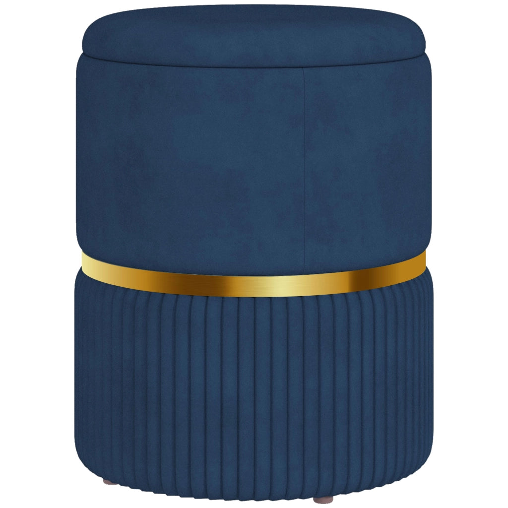 Pouf con contenitore in velluto rigato ¨C zephmum ¨C blu 36x36x44 cm