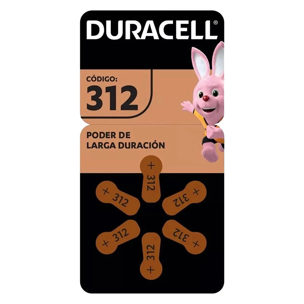 PILA PER APPARECCHI ACUSTICI 'DA 312' Pz 6 - 1,4 V  - DURACELL
