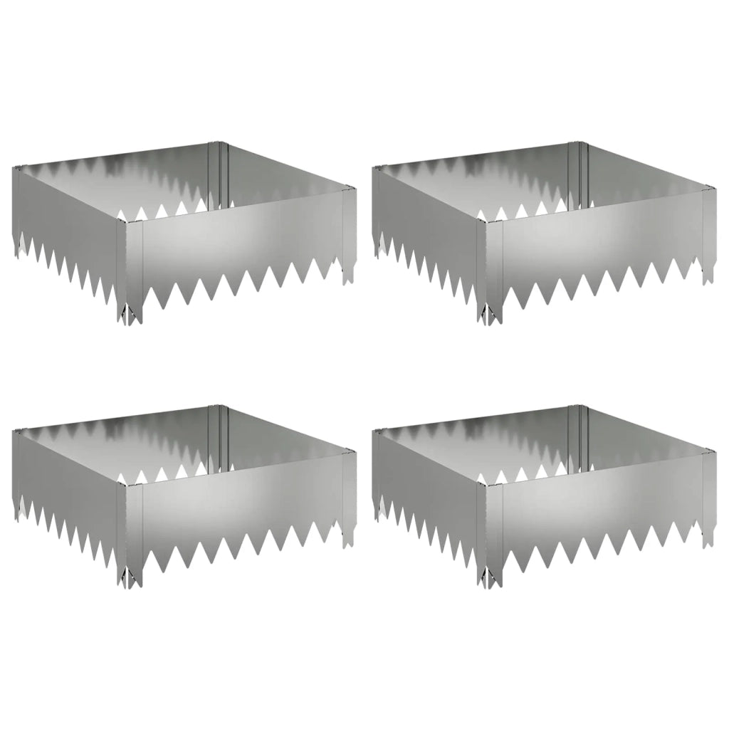 Bordura per Prato 4 pcs 60 x 60 x 20 cm Acciaio Argento 8008914