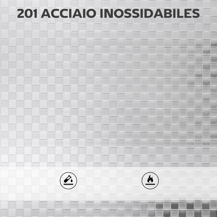 Carrello da Cucina Multiuso a 4 Livelli 60x35x77 cm con Ripiano Centrale Regolabile in Acciaio Inox