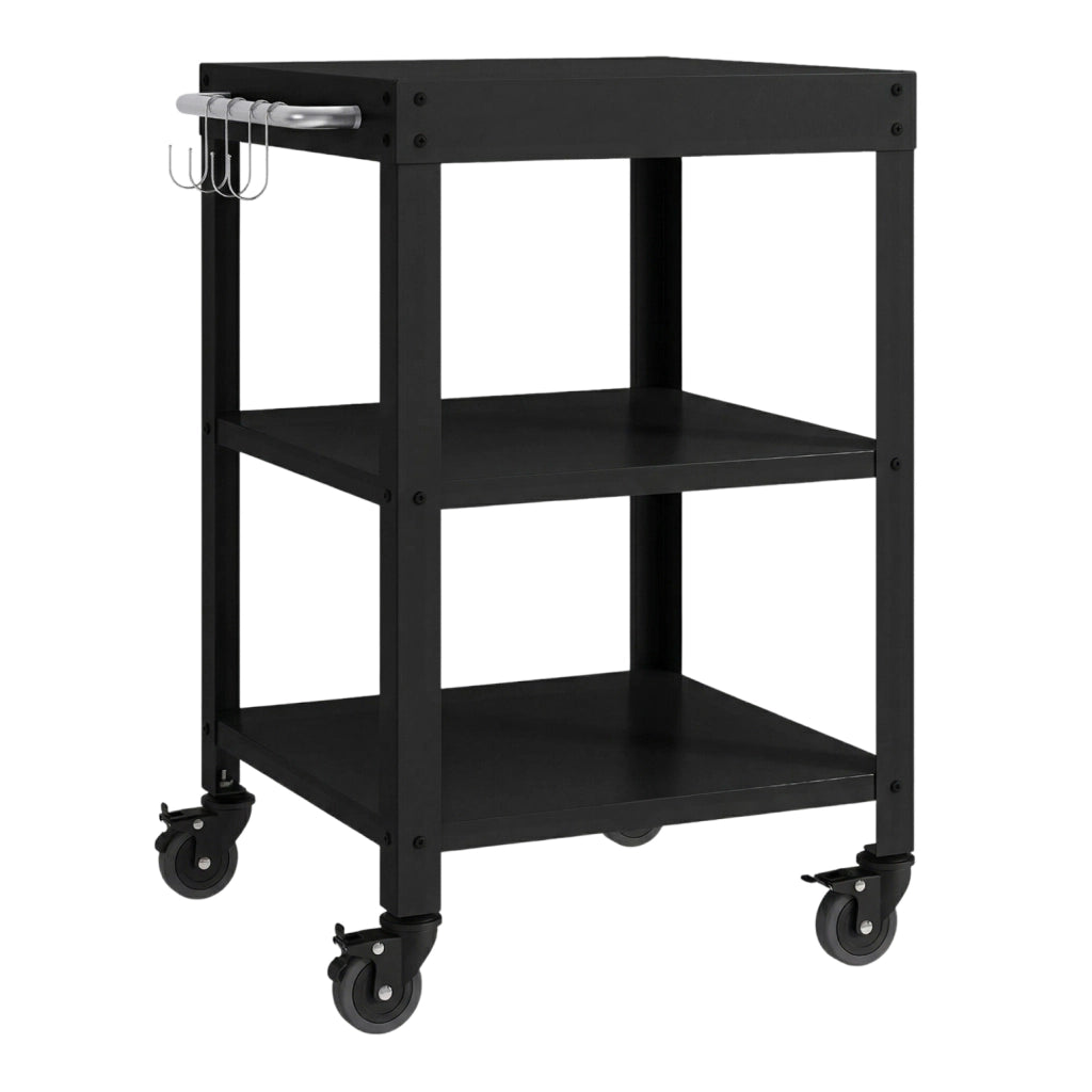 Carrello Portavivande Bolognano di Servizio a 3 Ripiani 81x50x50 cm - Nero opaco casa.pro