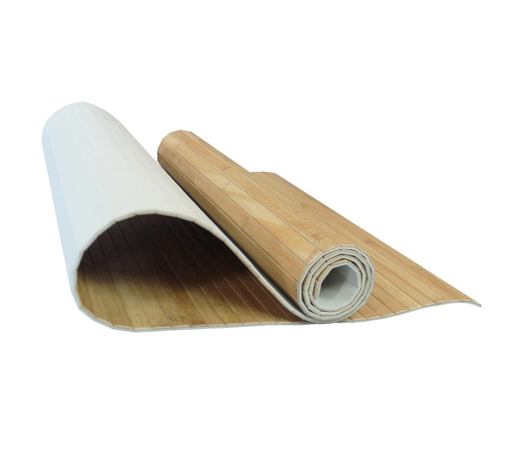 Tappeto Passatoia In Vero Bamboo Tappeto Cucina Ingresso In Legno Antiscivolo Aderente Lavabile E Antimacchia Tagliabile  - Naturale - 50x150 cm