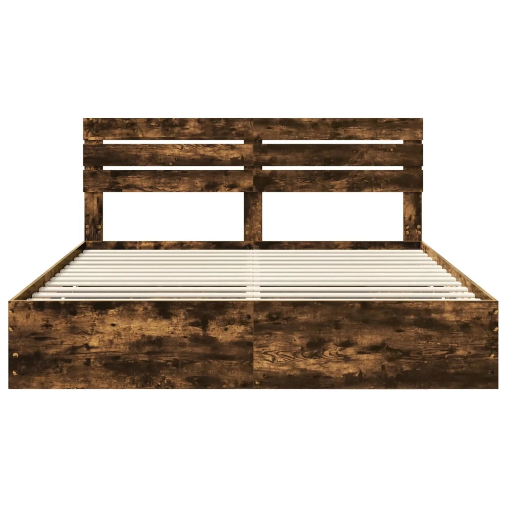 Struttura del letto con cassetto Rovere fumé 200 x 200 cm 3411482