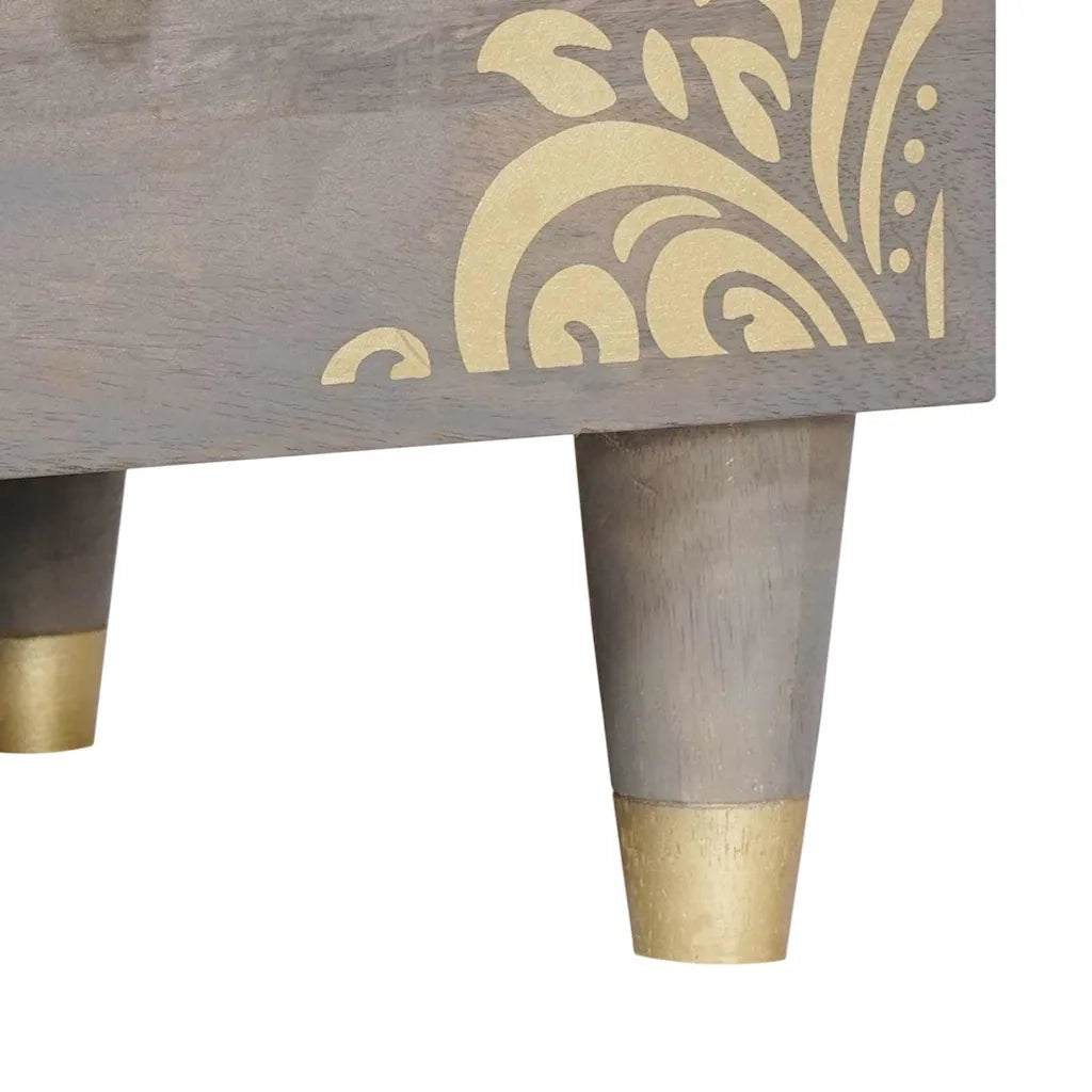 Mobile TV Grigio 100 x 33 x 46 cm Legno di mango massello 4018790