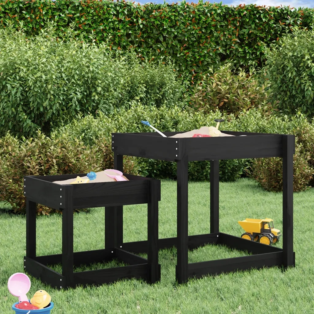 Tavoli Sabbiere 2 pz Neri in Legno Massello di Pino CFW3325396