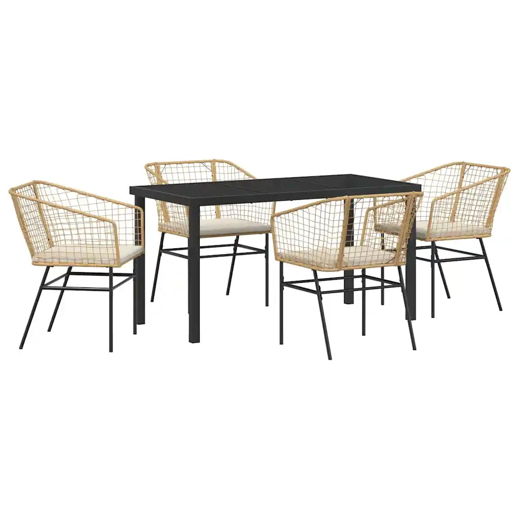 Set da Pranzo per Giardino 5 pcs Marrone polyrattan 3380913