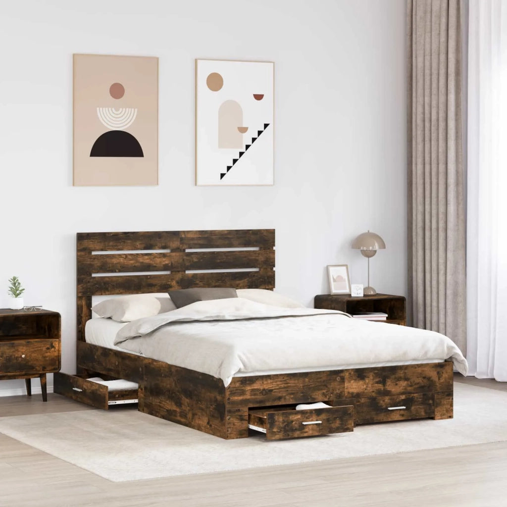 Struttura del letto con cassetto con testiera Legno multistrato 3411647