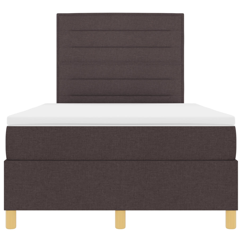 Letto con Box Spring e Materasso Marrone Scuro Matrimoniale in Tessuto