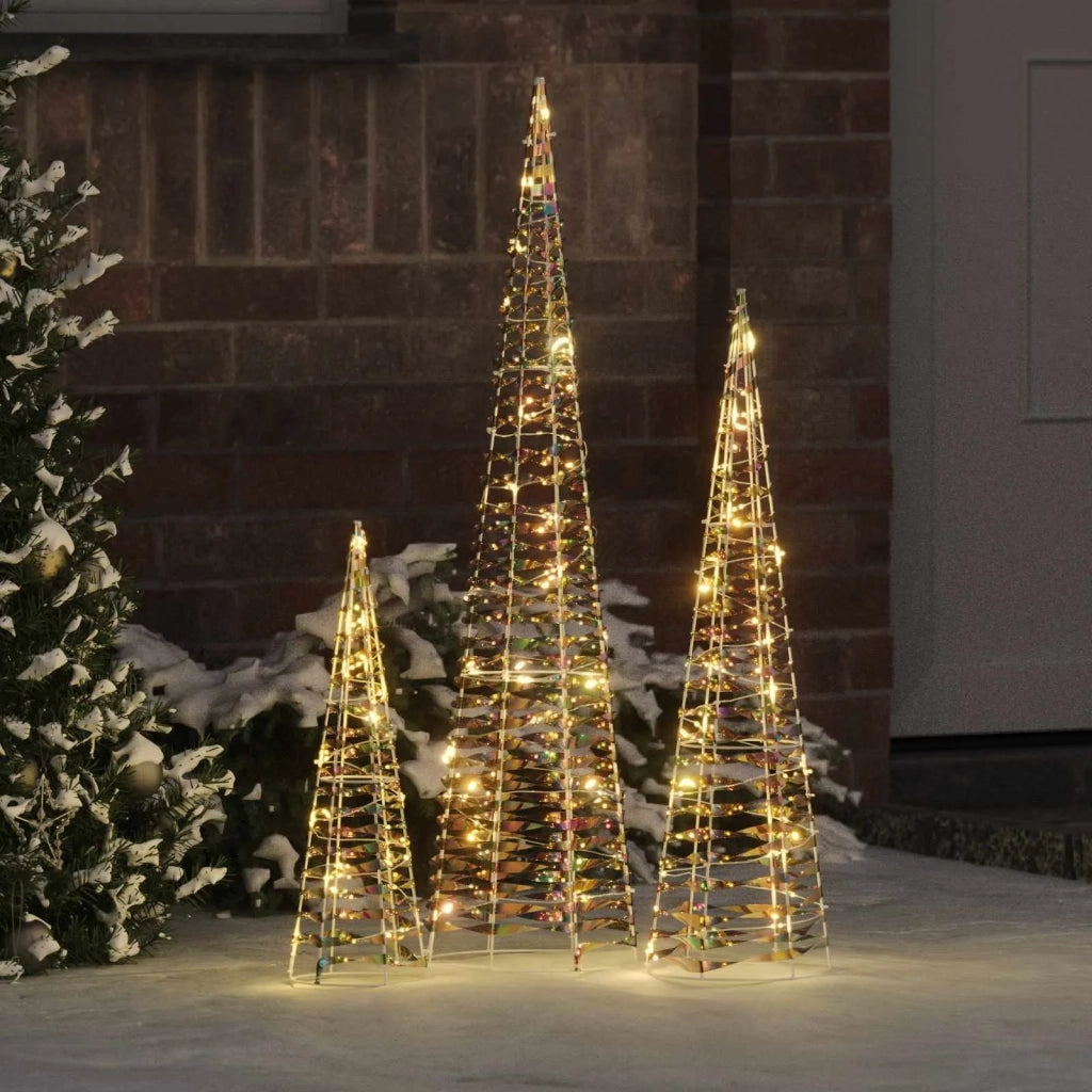 Albero di Natale 3 pcs Bianco caldo 20 x 20 x 80 cm PET