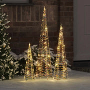 Albero di Natale 3 pcs Bianco caldo 20 x 20 x 80 cm PET