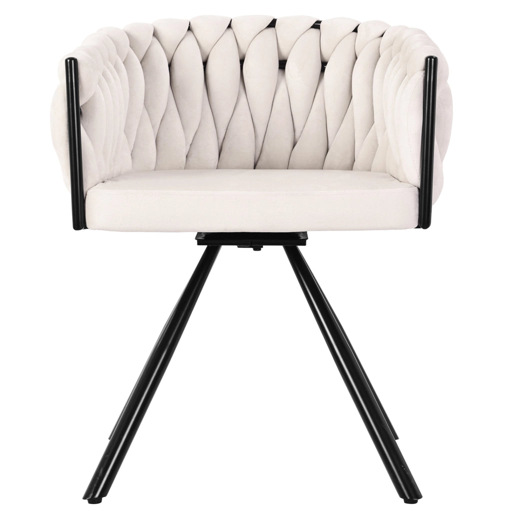 Set di 4 sedie girevoli da pranzo con schienale ergonomico in velluto beige