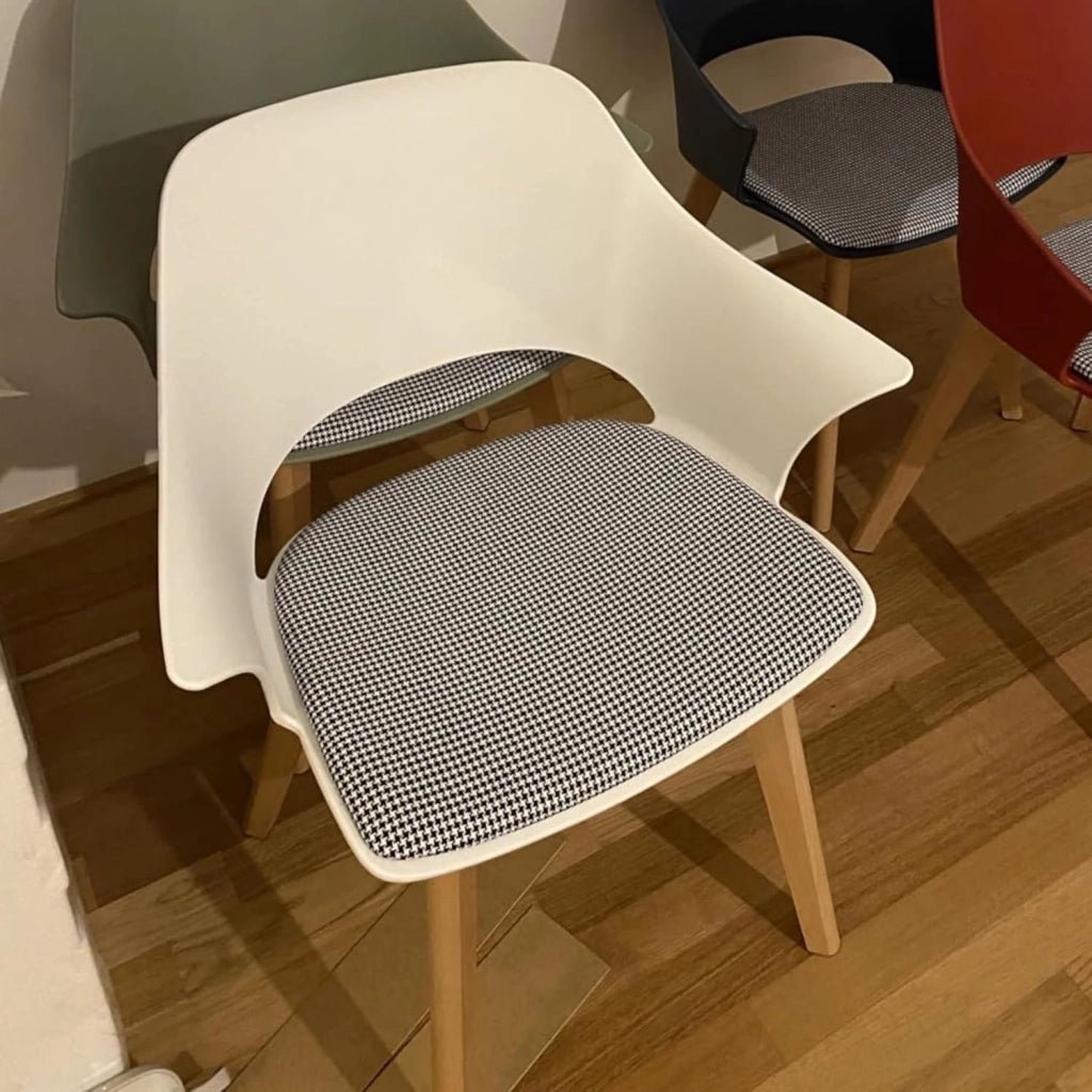 GrandCA HOME Set di 2 Sedie da Cucina Nordica Sedia da Pranzo con Gambe in Legno Massello, Sedie Imbottite per Camera da Letto, Soggiorno, Cucina, Bianco
