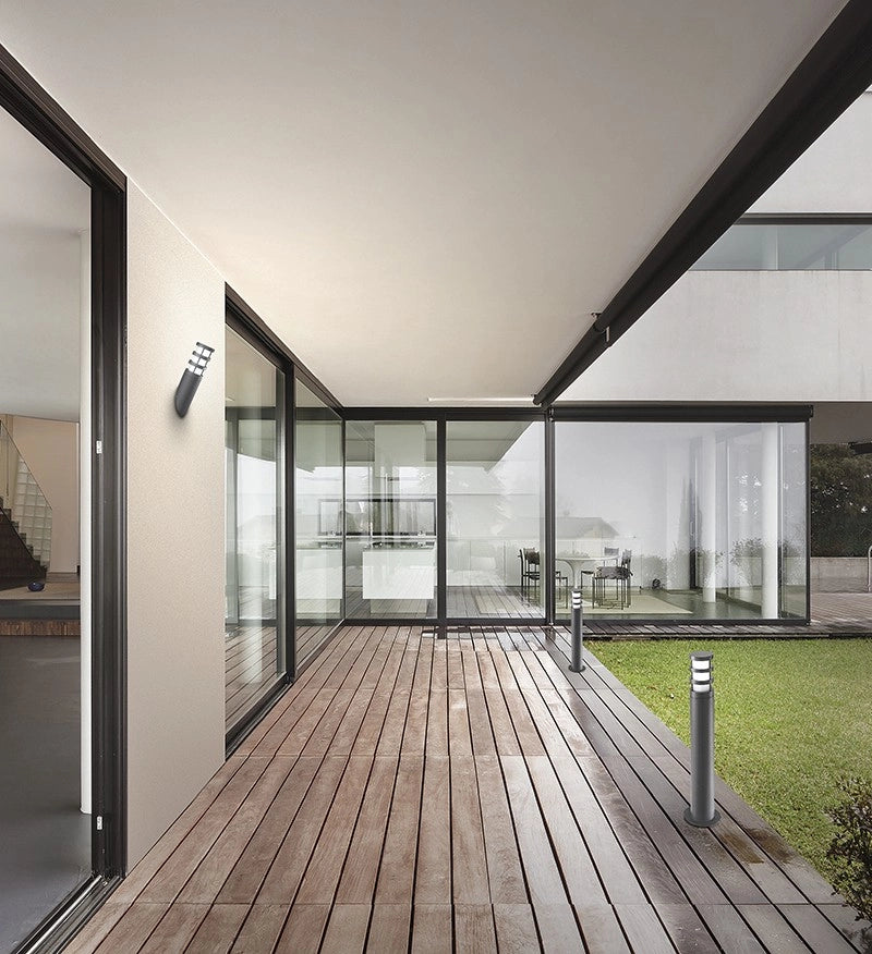 Paletto da Esterno GES022 - Lampada da Terra in Alluminio Grigio Antracite con Diffusore in Vetro Satinato, Attacco E27 IP54 - Gealuce