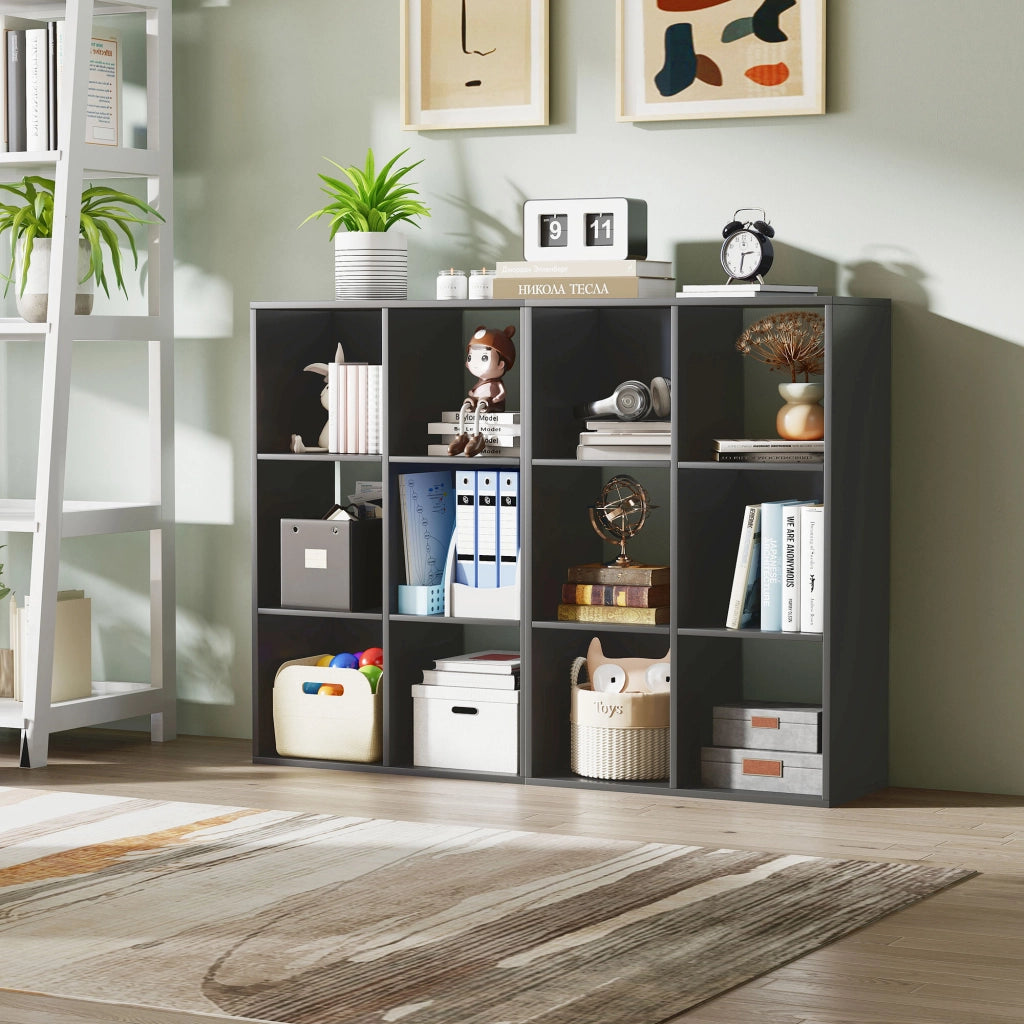 Libreria a Cubi con 6 Ripiani Portaoggetti, in Legno, 61.5x29.5x91.5 cm, Nero