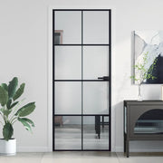 Porta Interni Sottile Nera 83x201,5cm Vetro Temperato Alluminio 155126