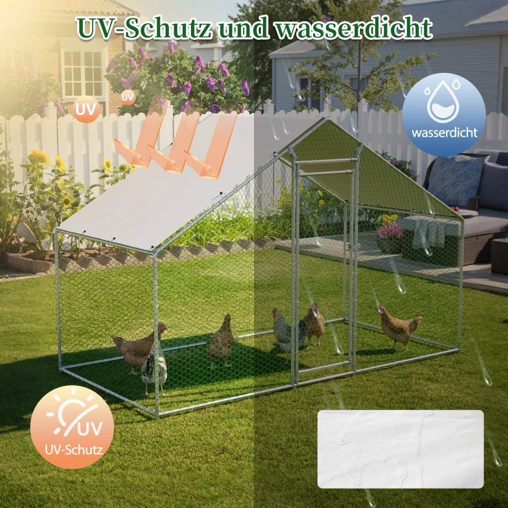 GABBIA PER GALLINE 3 x 1,5 x 2 m in acciaio zincato grigio