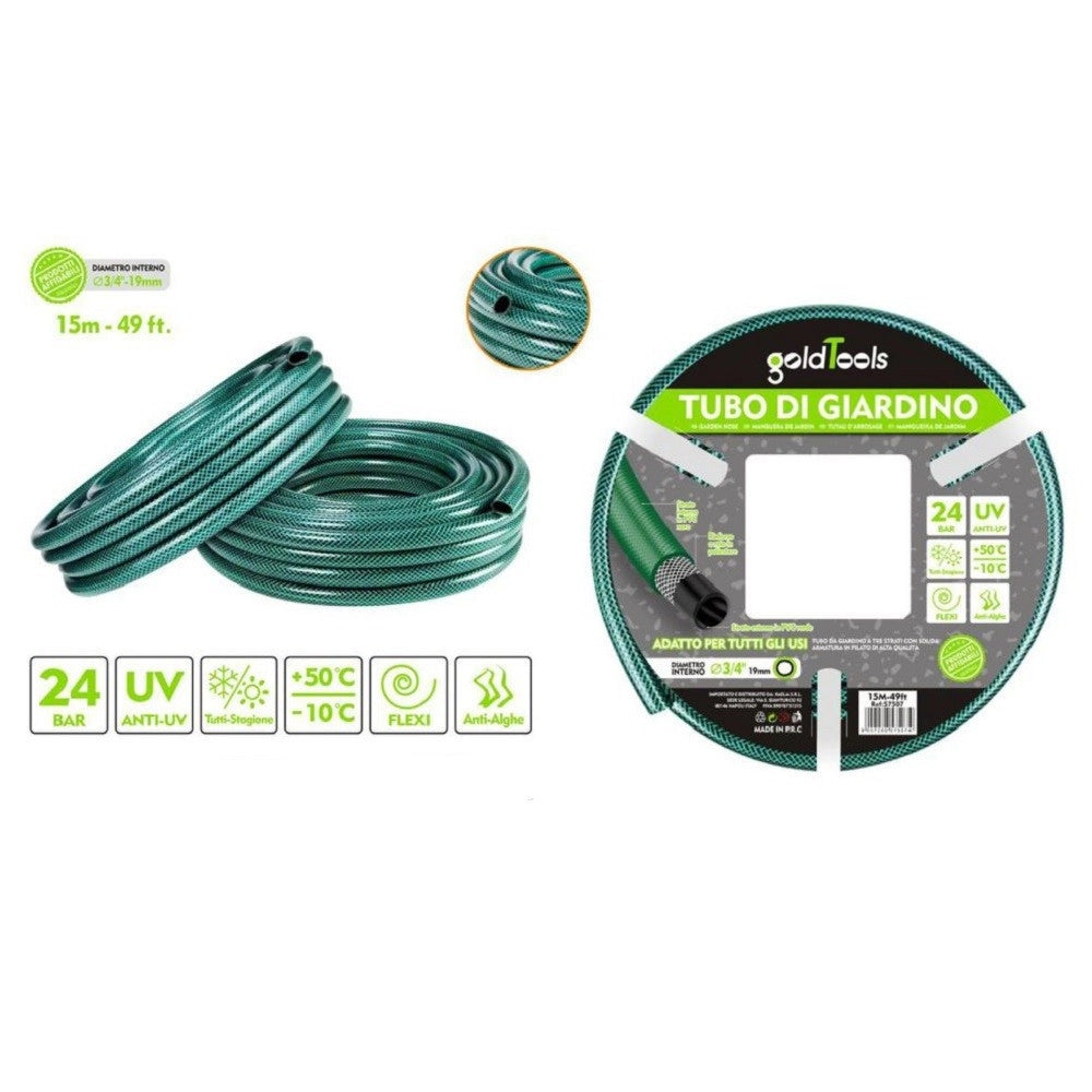 Trade Shop - Tubo Irrigazione Annaffia Giardino Piante Lava Pompa 15 Mt 49ft. ø3/4-19mm 57507 -