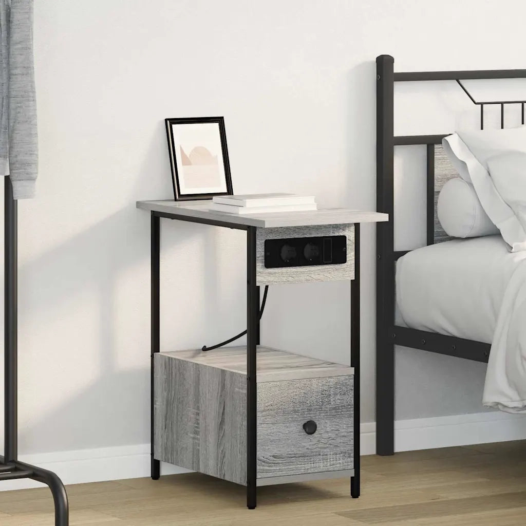 Comodino | Armadio da Notte | Mobiletto da notte con cassetto Grigio Sonoma 60 x 30 x 61 cm