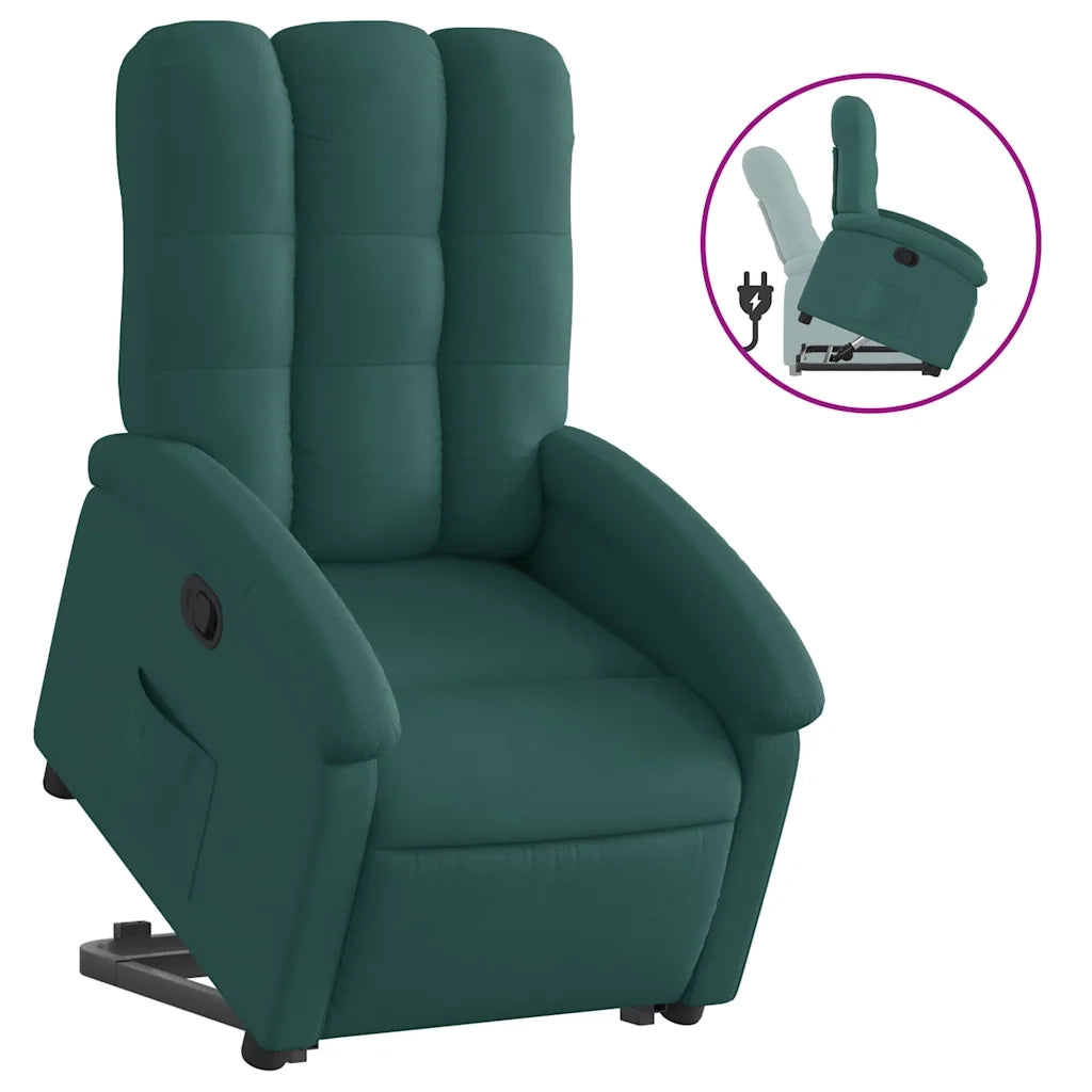 Divano Sedia-Poltrona Alzapersona Reclinabile Verde Scuro in Tessuto 134380