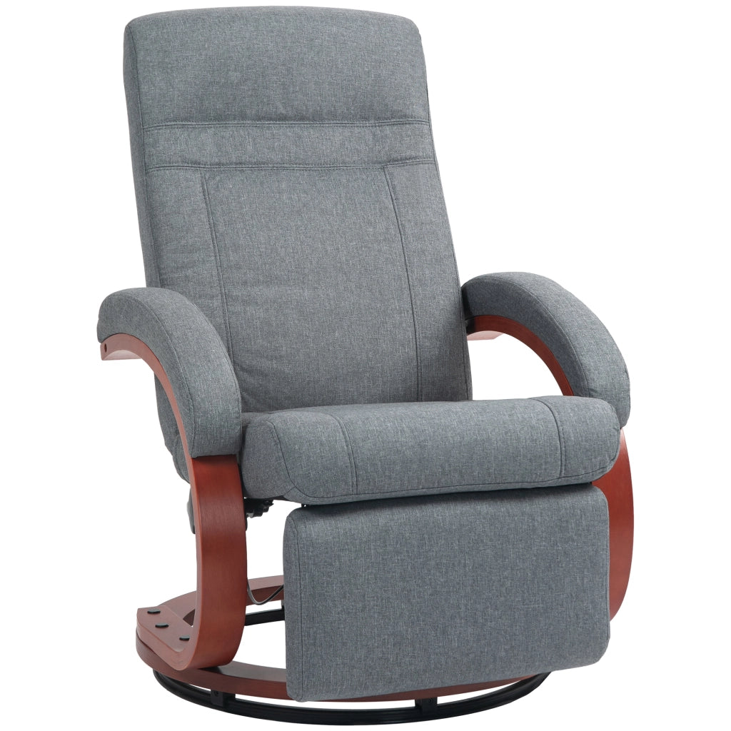 Poltrona Relax Reclinabile Girevole con Poggiapiedi ¨C Zephmum ¨C Grigio Tessuto
