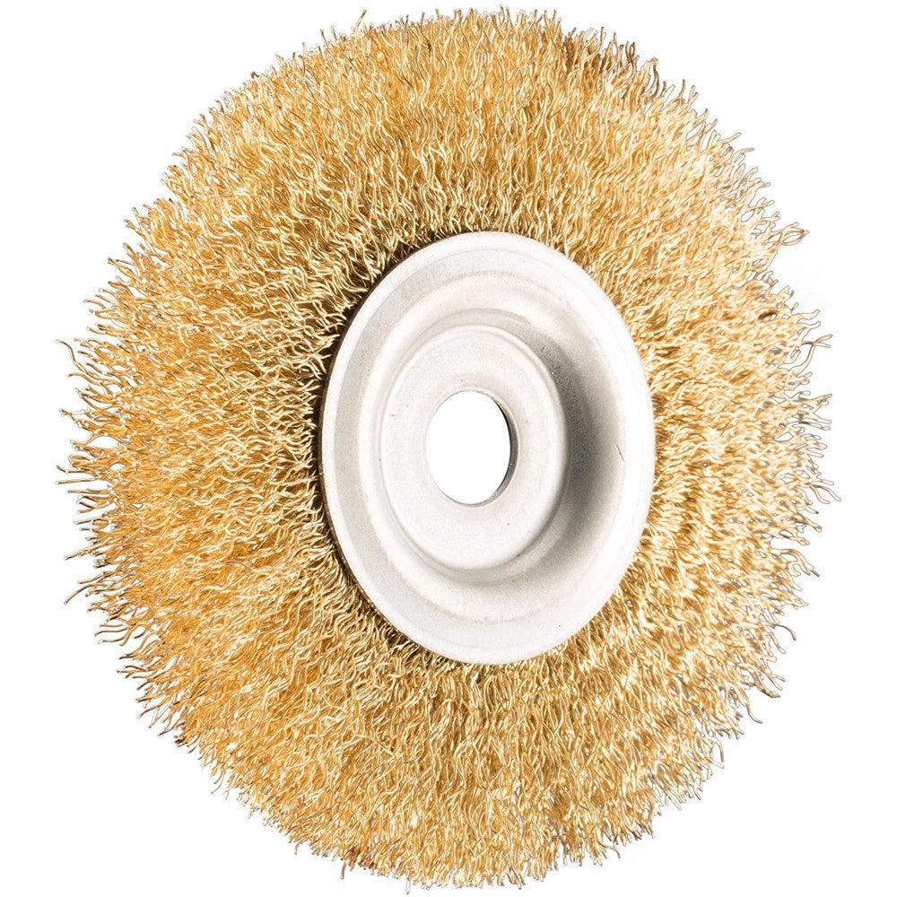 Trade Shop - Spazzola Circolare 6'' Disco Fili Acciaio 150mm Per Smerigliatrice Mola Da Banco -