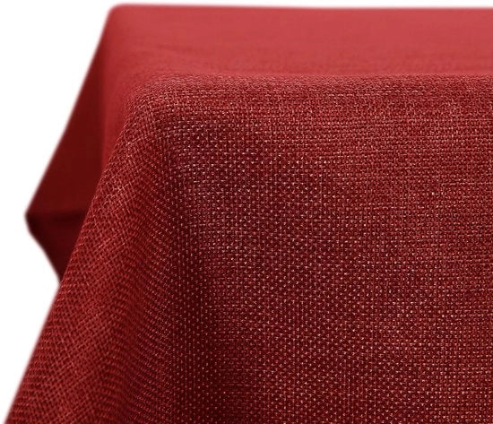 Tavolino con tovaglia lavabile effetto loto, aspetto lino, tovaglia impermeabile per cucina, sala da pranzo e soggiorno, 300x150 cm, rosso, 1 pezzo