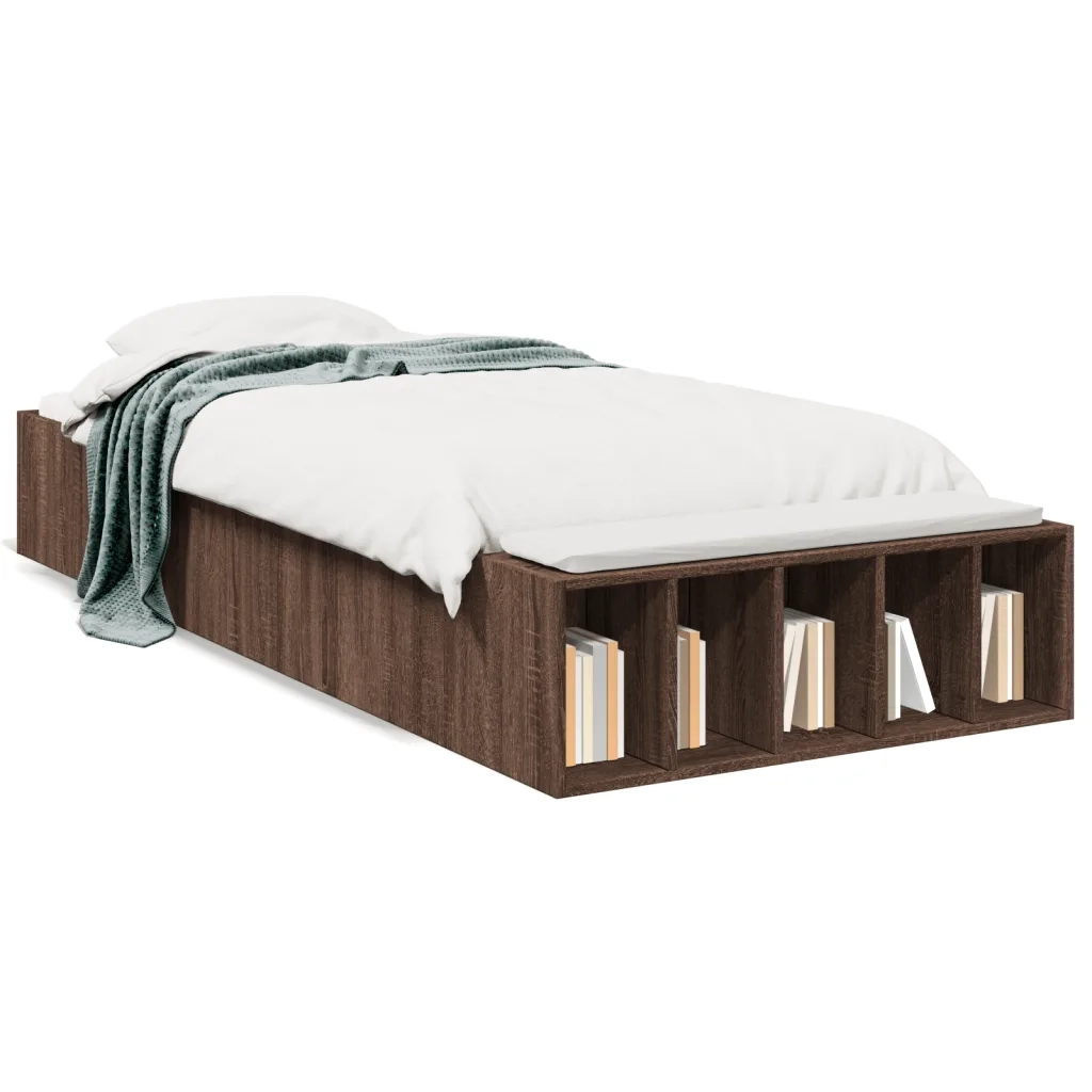 Letto singolo | Letto per adulti | Giroletto Rovere Marrone 75x190 cm in Legno Multistrato