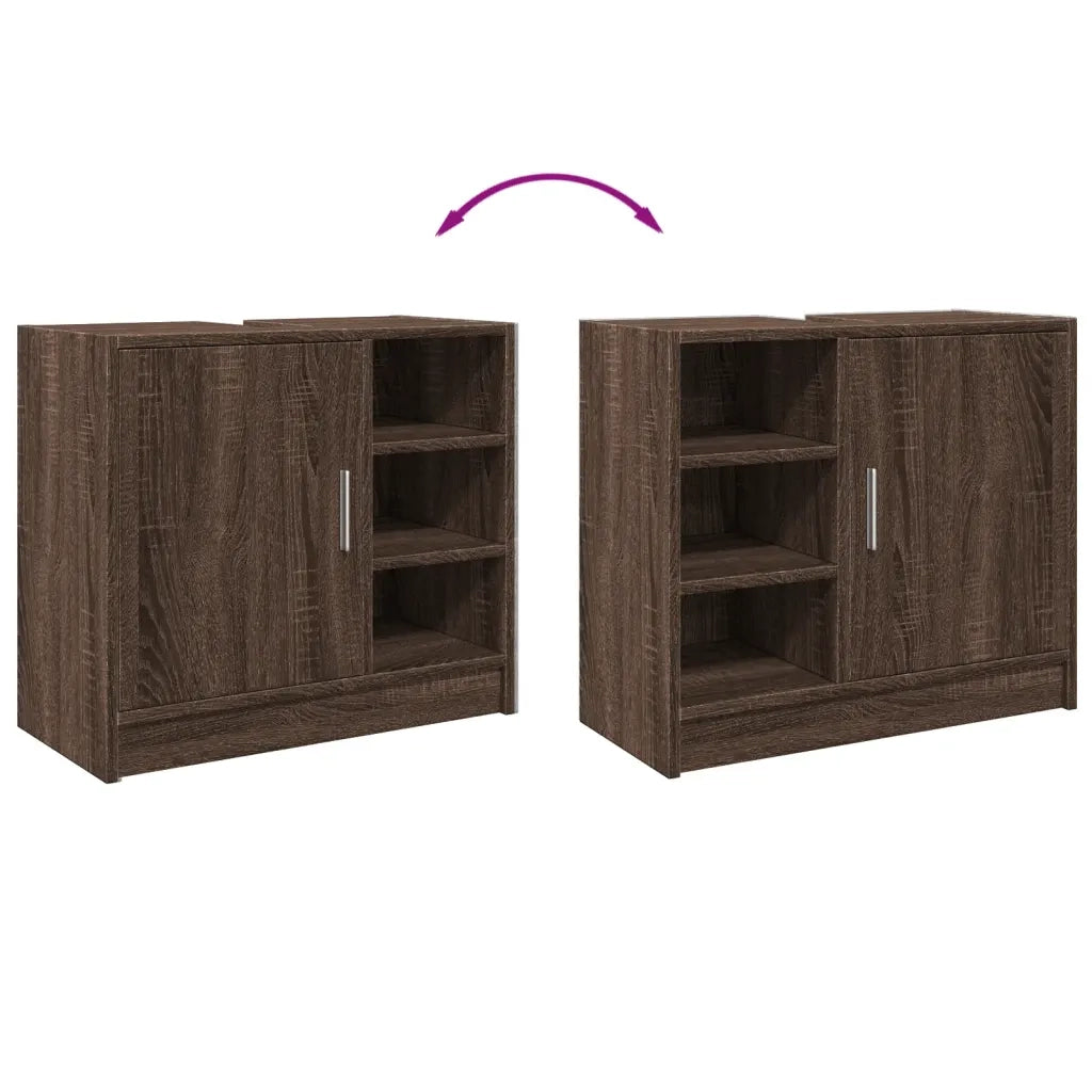 Mobile Lavabo-Armadietto da bagno Rovere Fumo 63x29x55 cm in Truciolare 273426
