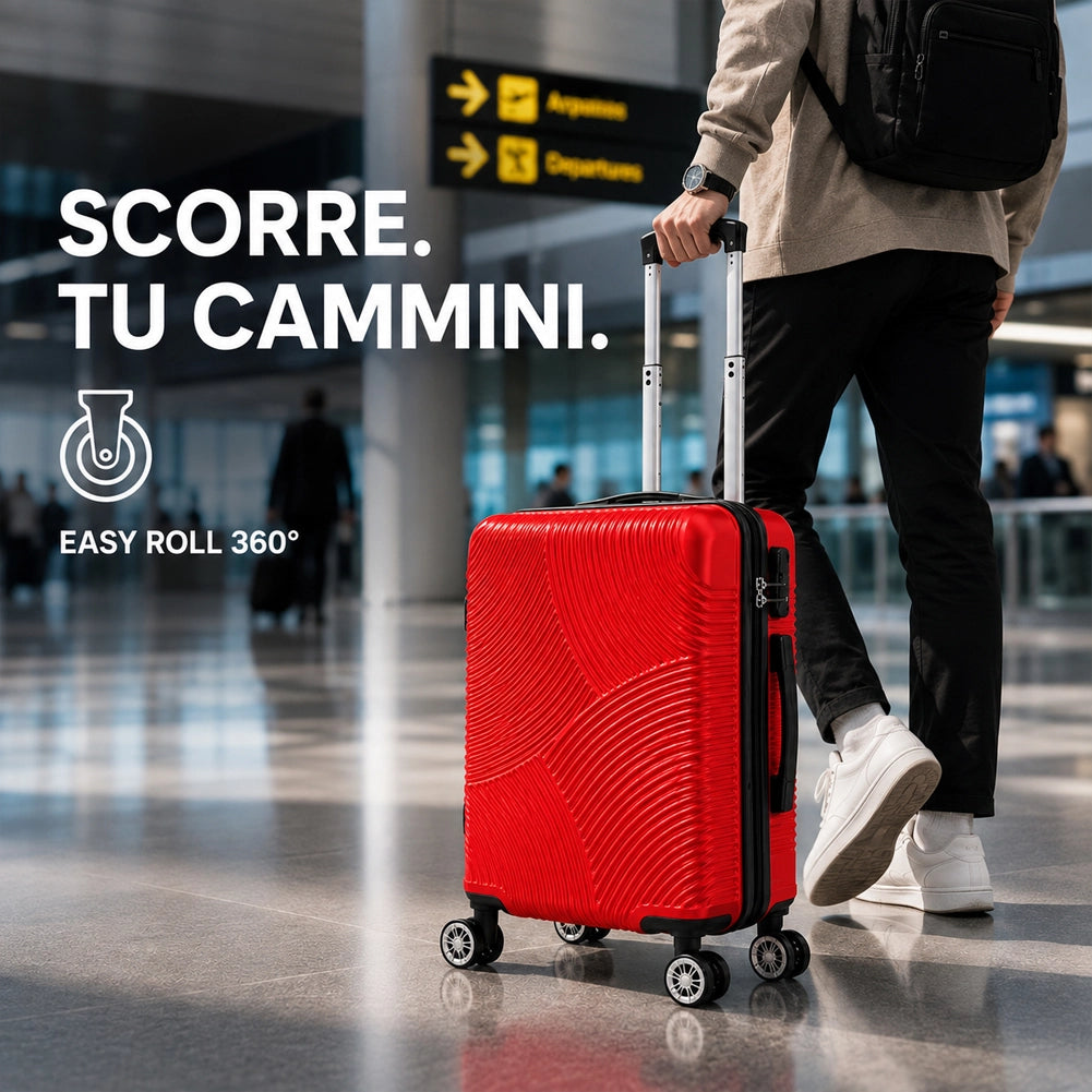 Valigia Bagaglio a Mano 55x40x20 cm Rosso Trolley Ortega Adatto Ryanair Easyjet