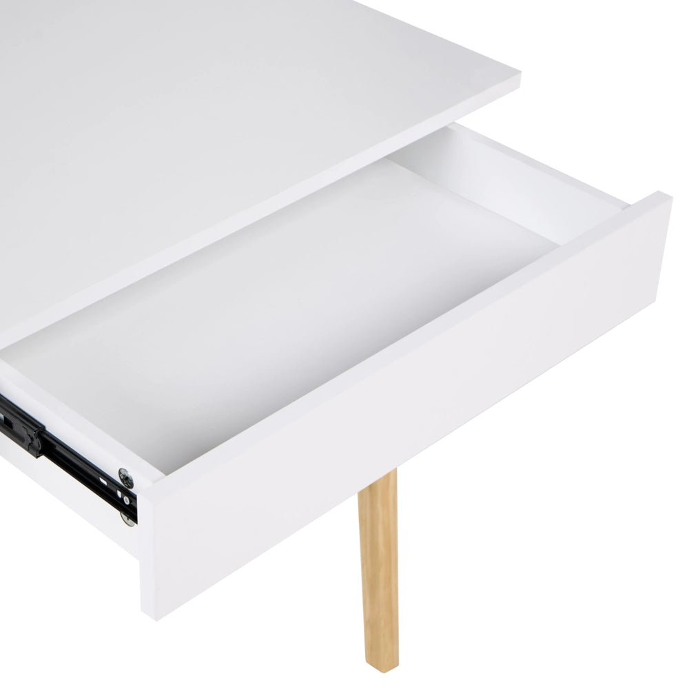 Cassettiera da scrivania per l'ufficio in truciolato 120 x 60 cm bianco e marrone chiaro Design minimalista
