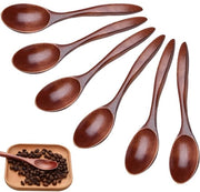 Set di cucchiai in legno naturale, 6 cucchiai in legno per miele, set di cucchiai in legno, mescolare, rovesciare, cucinare, cucchiaio in legno per cioccolata calda, miele, caffè, tè, accessori da cucina (marrone)