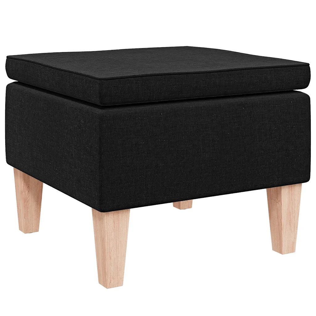 Poggiapiedi con Gambe in Legno Nero in Tessuto 329427