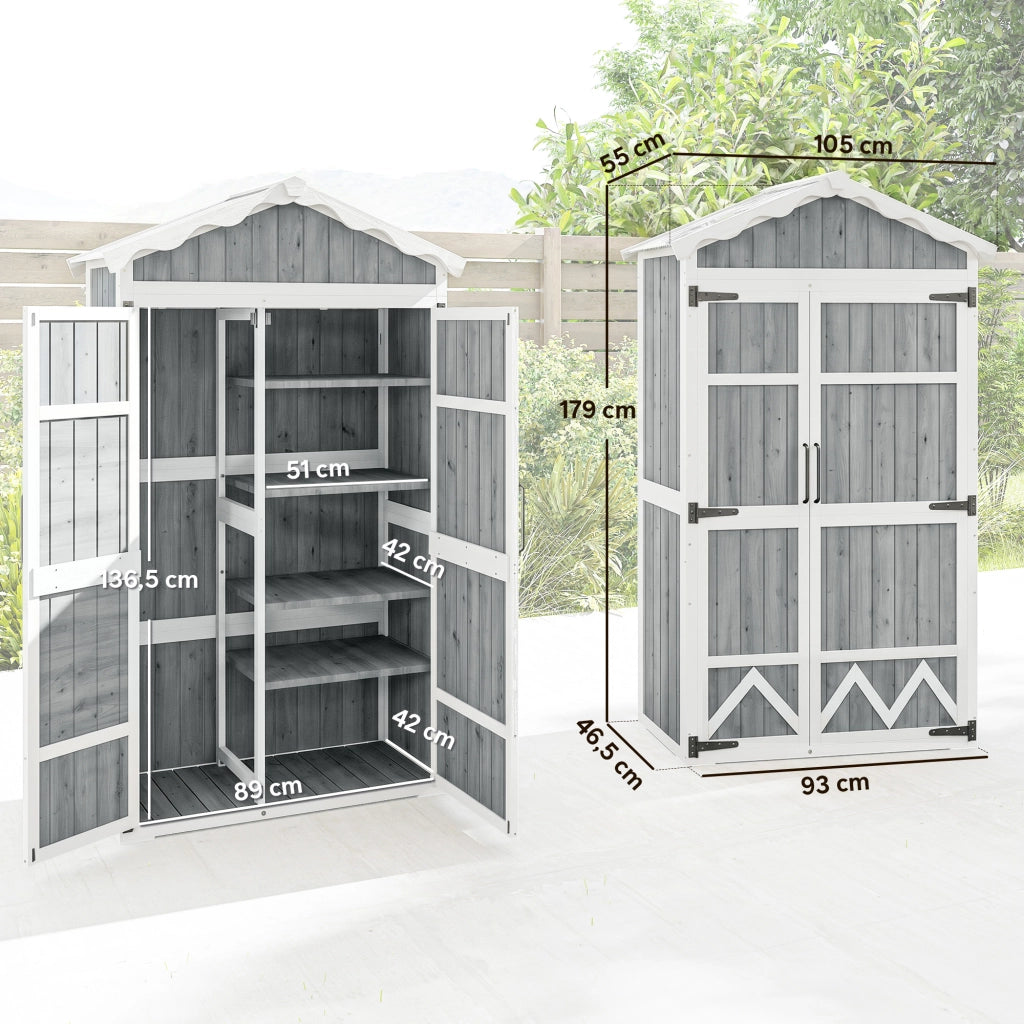Armadio da Giardino in Legno ¨C zephmum ¨C Grigio 105x55x179 cm