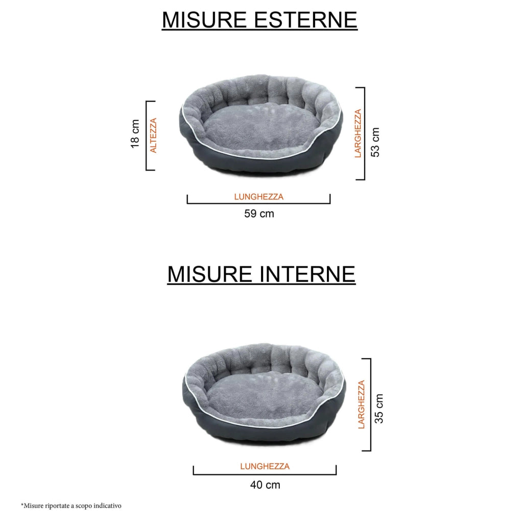 Cuccia Imbottita per Cani e Gatti 48x42x16cm in Poliestere Coccole Grigio