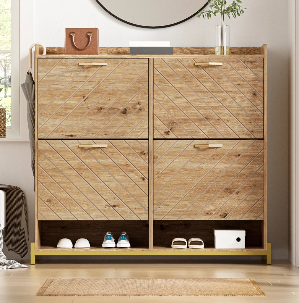 Scarpiera a ribalta salvaspazio in MDF effetto legno 108;5 x 24 x 100 cm