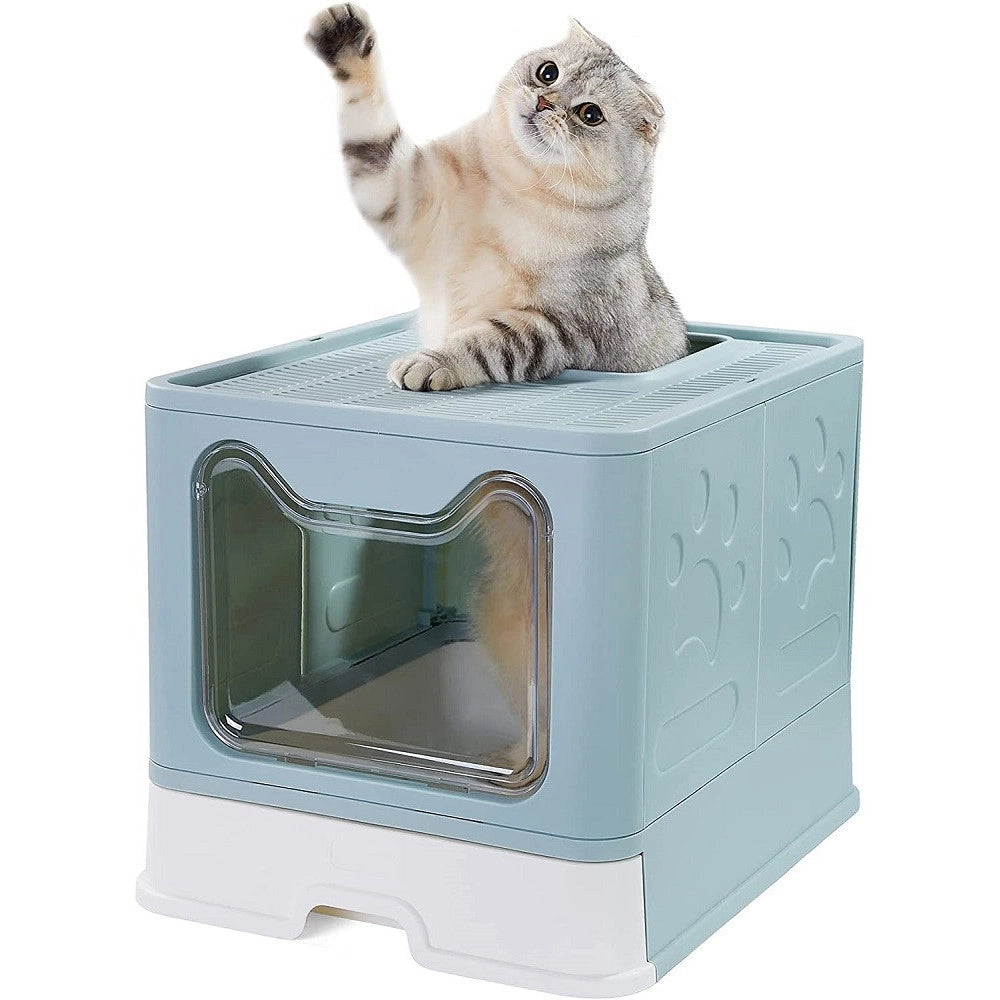 Trade Shop - Lettiera Per Gatti Con Ingresso Dall'alto Coperchio Toilette Paletta In Plastica -