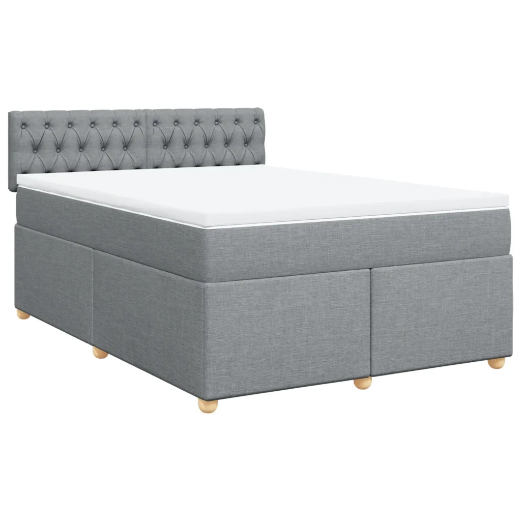 Giroletto a Molle con Materasso Grigio Chiaro 140x190cm Tessuto