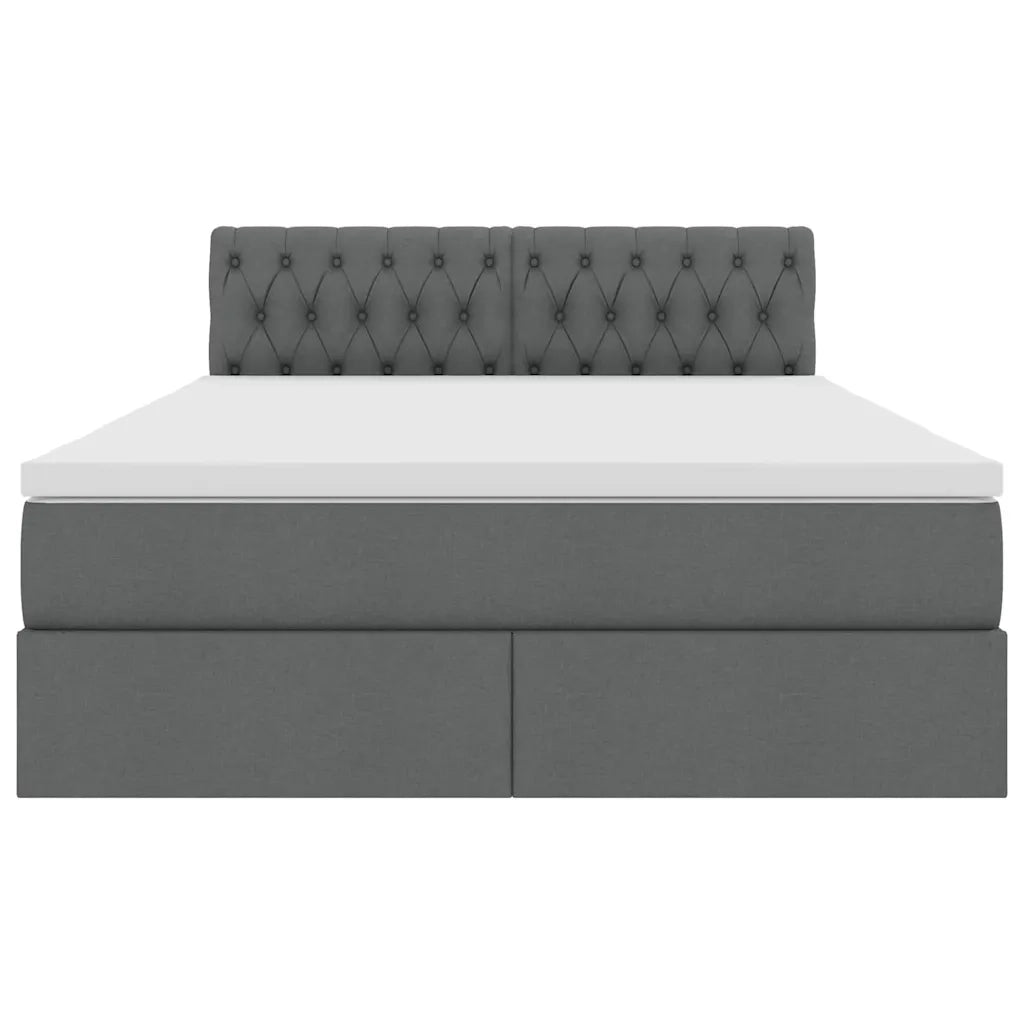 Letto con contenitore e LED Grigio scuro 140 x 200 cm Tessuto 3371212