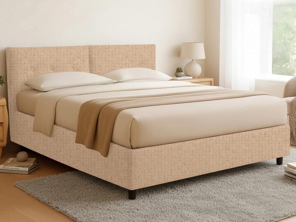 Bath, Letto Matrimoniale Sfoderabile Made in Italy, Beige