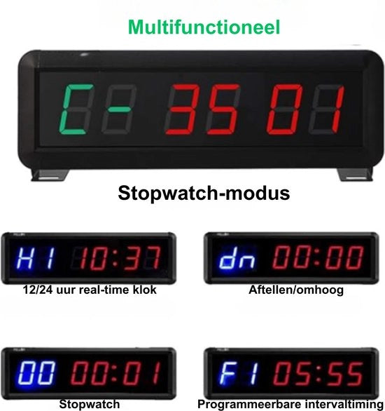 Timer Intervallistico - Alarme Digitale - 4,1D x 10,7B x 6H CM - Inclusa Comando a Distanza - Cronografo - Nero