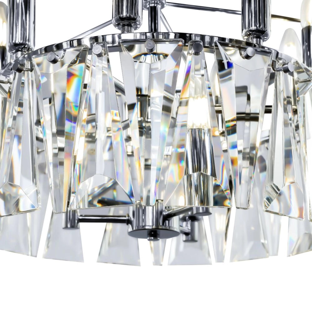 Lampadario cristallo cromato Maytoni Puntes 18 luci Ø77